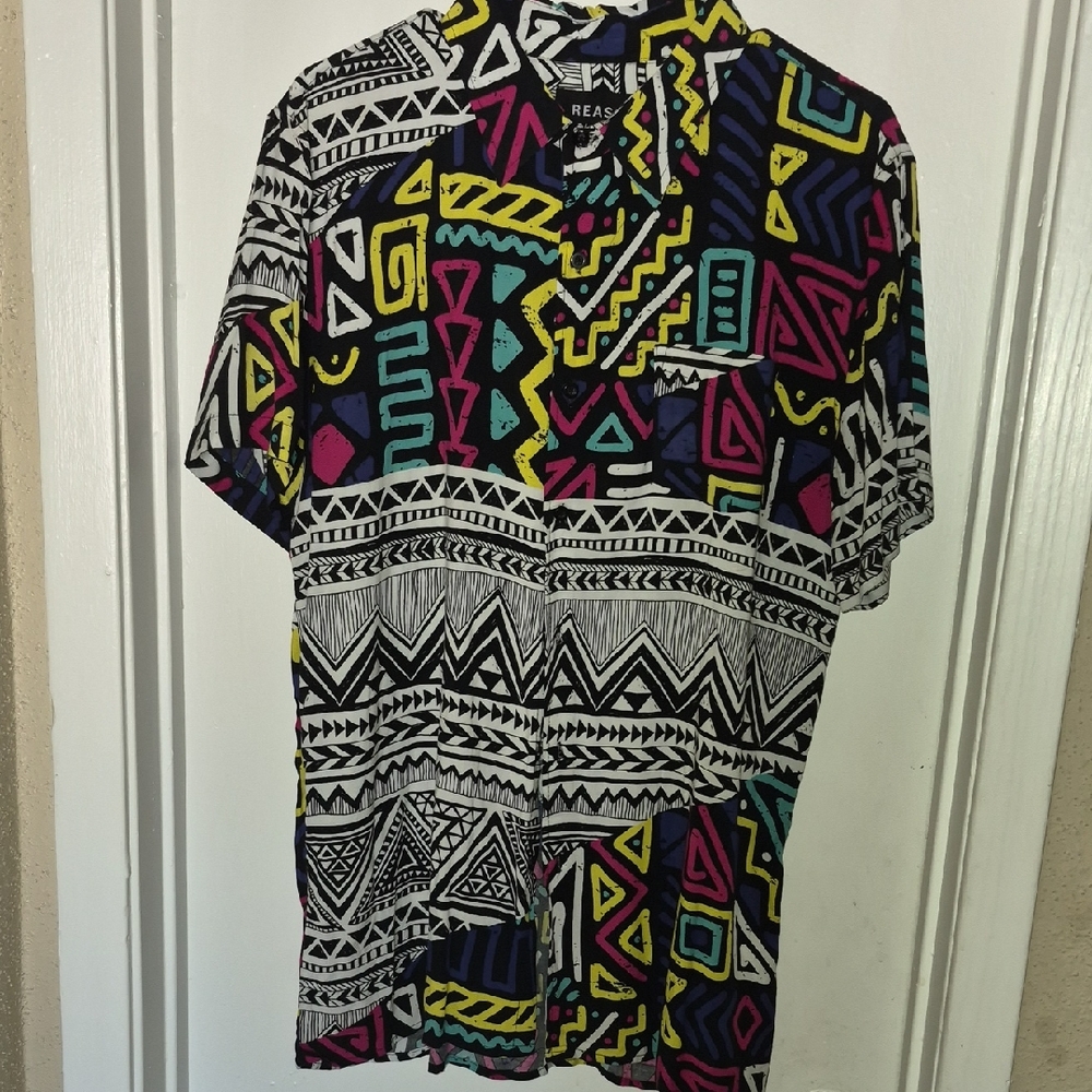 Reason Men's Vibrant Tribal Pattern Shirt